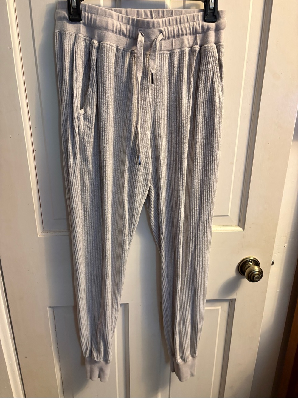 Women’s Zyia Active Light Gray Knit Jogger Pants - Drawstring Waist